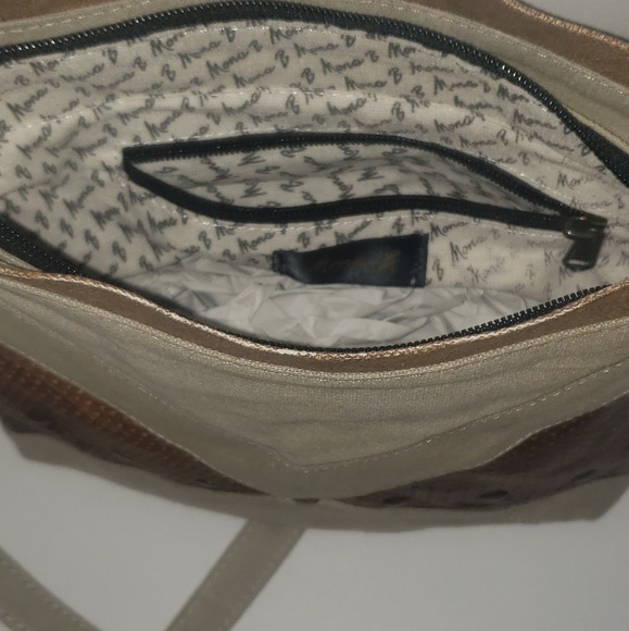 Mona B. Crossbody Bag NWOT brown tan Upcycled - Picture 3 of 8